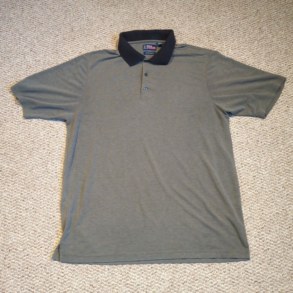 PGA Tour Performance Golf Polo Shirt Mens XL Green Short Sleeve Preppy